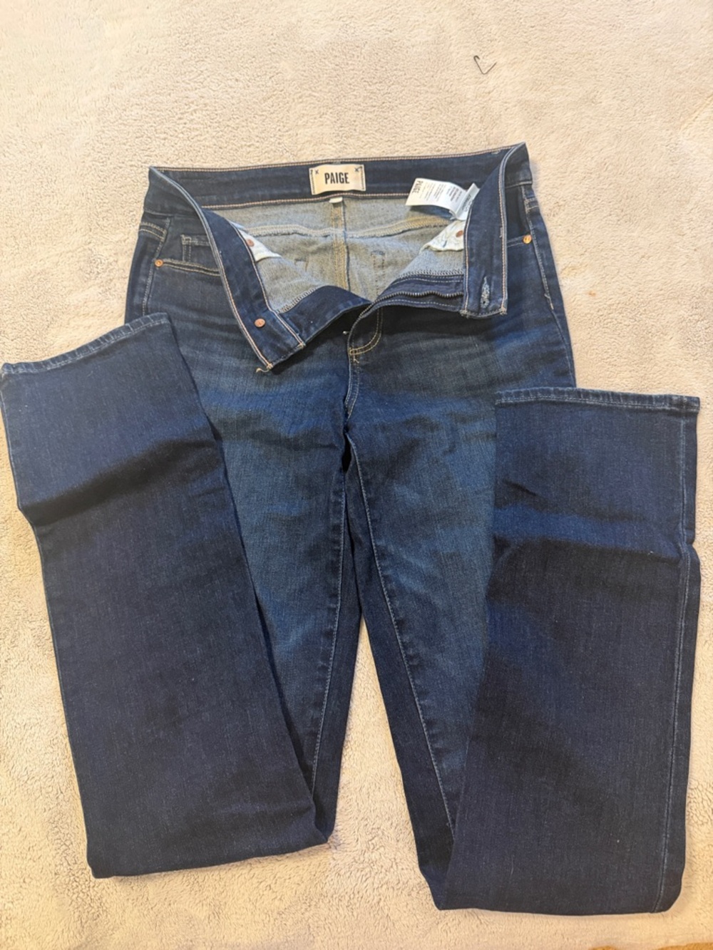 PAIGE Dark Indigo Straight Leg Jeans